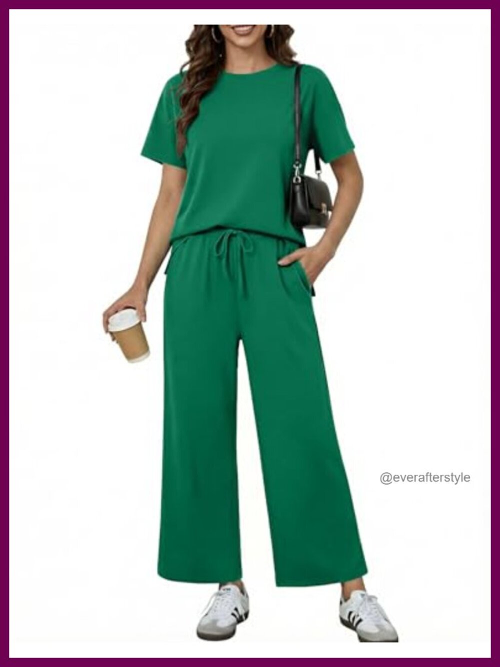 2 Piece Set Short Sleeve Wide Leg Pants Travel Lounge Sweatsuit